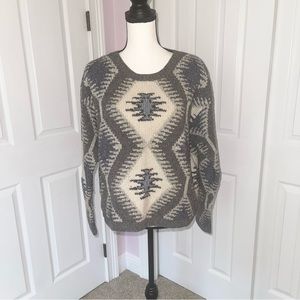 Flawed handknit wool & cotton argyle desgin winter long sleeve sweater, Large
